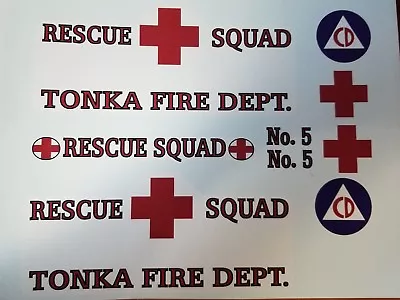 Tonka  Fire Dept.rescue Squad Metro Van  Vinyl Peel And Stick • $34.18