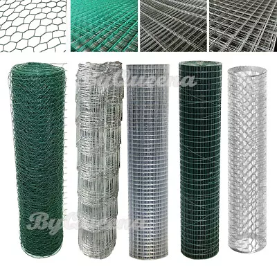 Welded Wire Mesh Roll Galvanised Fence Aviary Rabbit Hutch Chicken Run Coop Pet • £7.77