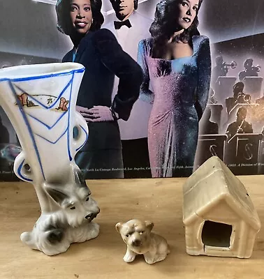 VINTAGE DOG  House W FIGURINE MINATURES LOT OF MADE IN JAPAN PORCELAIN CERAMIC • $54.72