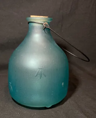 Vintage MCM Blue Glass Bug Catcher Fly Wasp Insect Trap Wire Hanging W/Cork • $69.85