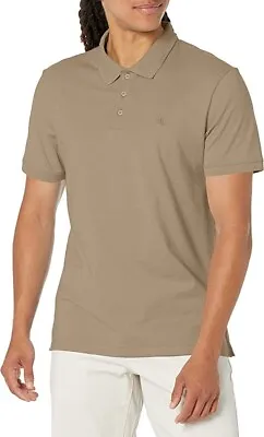 $69.5 Calvin Klein Men Monogram Logo Print Short Sleeve Polo Shirt Khaki Sz XL • $26.99