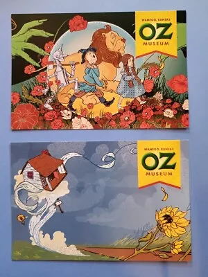 2 Wizard Of Oz Tin Man Scare Crow Cowardly Lion Kansas Tornado Postcards • $10.99