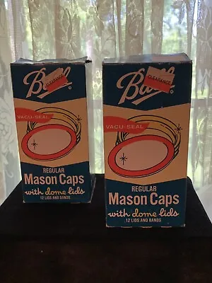 Vintage Ball 12 Lids & Bands For Reg. Mason Jars Decorative Domed Lids Lot Of 2 • $18
