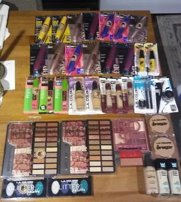 NEW Makeup Lot Of 37 Maybelline Mascara FoundationBronzerLipstick Eyeshadow More • $139.99