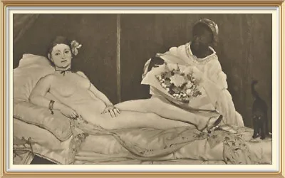 Nude Art Antique C1925 Print By Édouard Manet OLYMPIA Naked Woman Black Slave • $2.18