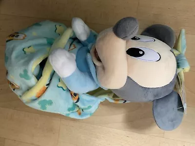 Disney Baby Mickey Mouse Soft Plush Toy Disney Store In Blanket BNWT  • £20