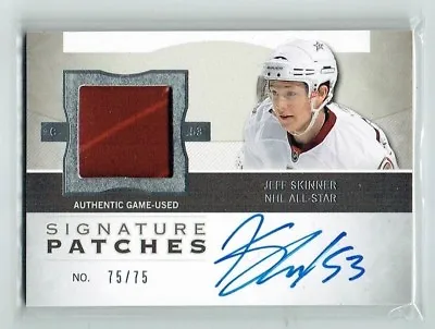 12-13 UD The Cup Signature Patches  Jeff Skinner  75/75  Last Card  Patch  Auto • $79.99