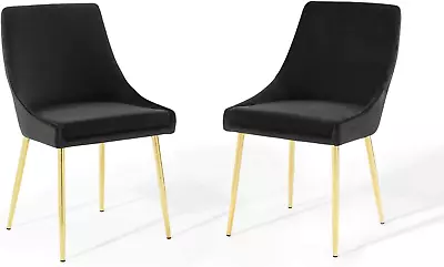 Viscount Performance Velvet Dining Chairs - Set Of 2 Gold Black • $144.99