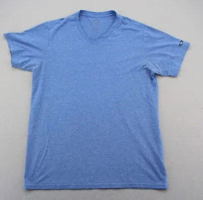 Oakley T Shirt Medium Regular Fit Heather Blue V Neck Short Sleeve Athletic Men • $7.44