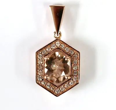 Excellent Morganite/ White Sapphire/ Rose Gold Plated Pendant • $158.20