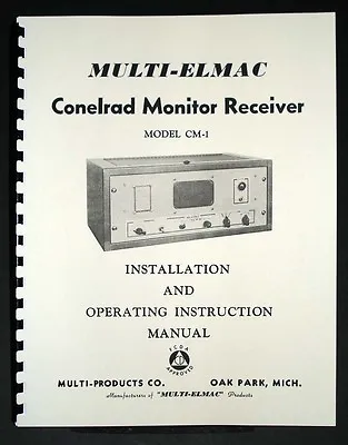 Multi Elmac CM-1  Motorola DS-9660B Conelrad Radio Receiver Manual • $10.49