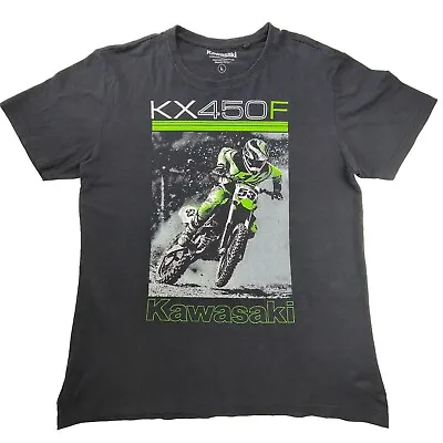 Kawasaki Shirt Men's Size Large Black - KX450F Motocross DirtBike Racing VGC • £10.69
