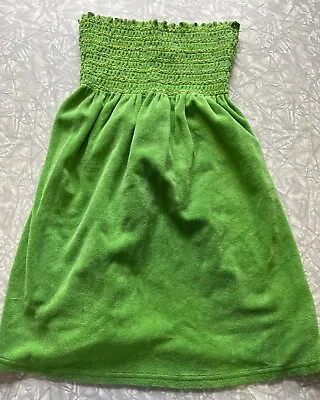 Vtg Juicy Couture Terry Cloth Tube Top Ruched Mini Dress Size Medium Kelly Green • $61.79
