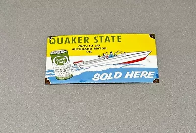 Vintage 13” Quaker State Boat Porcelain Sign Car Gas Truck Gasoline • $119.99