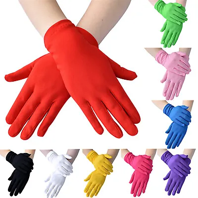 £2.39 • Buy Women Short Satin Gloves Wrist Length Gloves Wedding Banquet Dress Gown Gloves