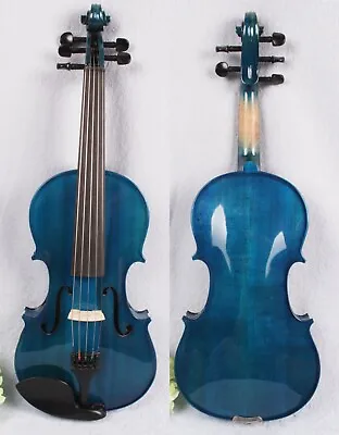 5string Electric Violin 4/4 Maple Spruce Handmade Free Case Bow Blue Color • $301.81