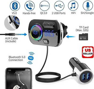 Handsfree Wireless Bluetooth FM Transmitter Car Kit Mp3 Player With USB Charger • $16.43