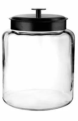 GLASS JAR Montana With Fresh Sealed Lid Black Metal 2 Gallon ANCHOR HOCKING • $57.02