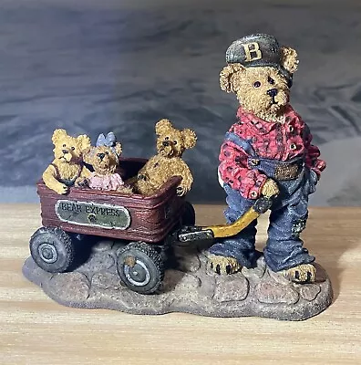 Boyds Bears  Huck With Mandy Zoe Zack ..Rollin' Along  #227727 Little Red Wagon • $12.99