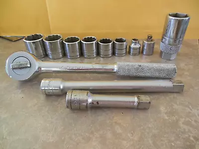 Vintage S-k  Wayne 3/8  Drive 13pc. Sae  Socket Set; Ratchet 3  Ext 8 Sockets • $35.99