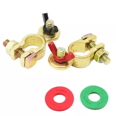 Battery Terminal Connectors Pair Of Wing Nut Marine Brass Battery Terminal Clamp • $14.27
