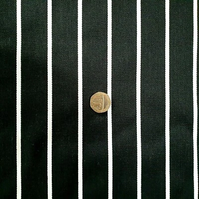 £7.95 • Buy Black & White Butchers Stripe 100% Cotton Drill/Twill Fabric - 1 Full Metre