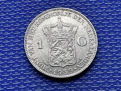 1939 Netherlands 1 Gulden AU .720 Silver  10g28mm   #ZD21 • $31.26