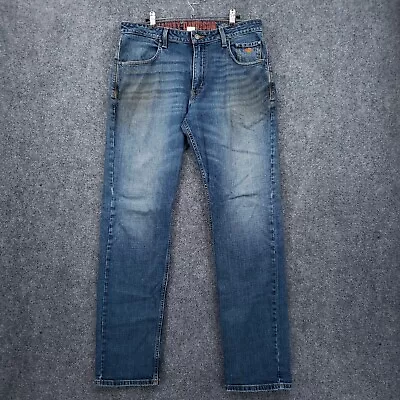 Harley Davidson Jeans Mens 33x34 Straight Leg Motorcycle Biker Stone Wash Blue • $22.49