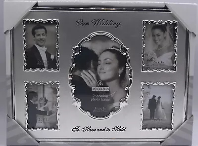 Malden Our Wedding BNIB Holds 5 Photos Silver Picture Frame 2x3” + 3.5x5” Size • $5.15