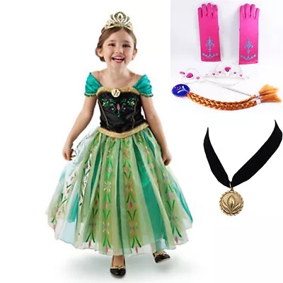 $20.66 • Buy NEW Girls Dress Princess Queen Anna Party Birthday Costume Size 2-7 Years