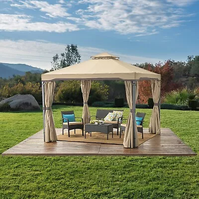 Sonoma Outdoor Traditional Brown Steel Gazebo Canopy With Water-Resistant Cover • $263.14