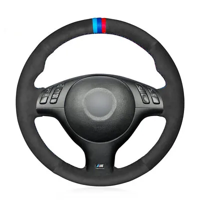 Black Suede Car Car Steering Wheel Cover For BMW E36 E36 E46 5 Series E39 M3 M5 • $83.93