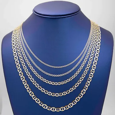 Mariner Pave Link Chain Necklace Real 10K Solid Yellow White Gold All Sizes • $274.99