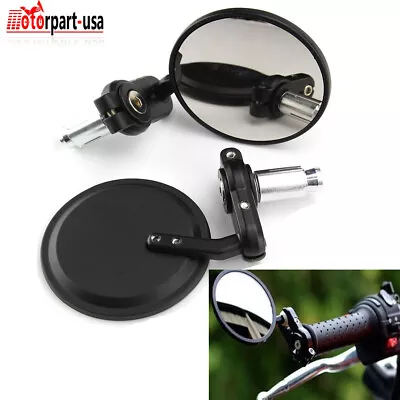 Motorcycle 7/8  Handle Bar End Rearview Mirrors For Bobber Cafe Racer Universal • $16.79