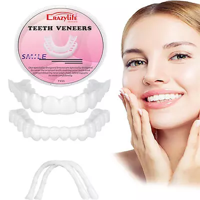 Smile Snap On Upper＆Bottom Set False Teeth Dental Veneers Denture Tooth Cover • $8.09