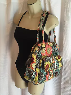 Vera Bradley Flower Power Mod Boho Floral Dbl Handle Quilted Shoulder Bag Purse • $12.99