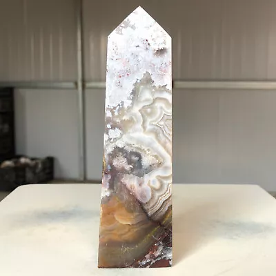 399g Natural Mexican Crazy Lace Agate Quartz Crystal Obelisk Wand Healing M333 • $0.99