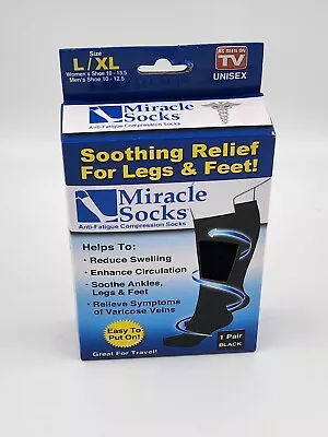 As Seen On Tv - Miracle Socks Anit-Fatigue Compression Black Socks Unisex - L/XL • $14.99