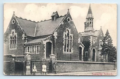POSTCARD Somerby School Nr Melton Mowbray Leics Girls At Gate Postmark 1909 • £19.99