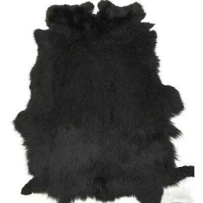 Natural Genuine Rabbit Fur Pelt Skin Tanned Leather Hide Craft Pelt Decor Black • $9.49