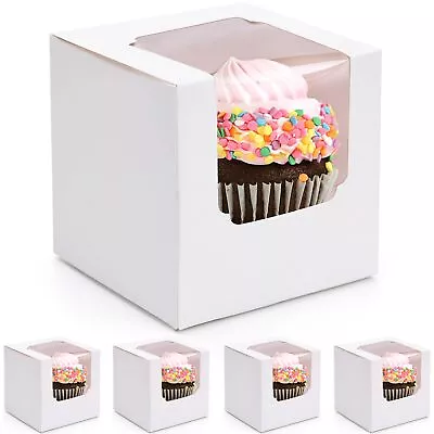 JOHOUSE 60PCS Cupcake Boxes 3.5 X3.5 X3.5  Individual Cupcake Containers Pre... • $25.30