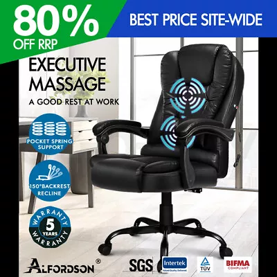ALFORDSON Massage Office Chair Executive Recliner Gaming Racing Seat PU Leather • $112.95