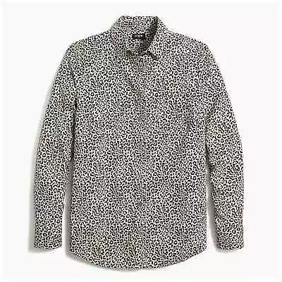 NEW J. Crew Button Down Shirt Animal Print Tan Blue Size M   • $18