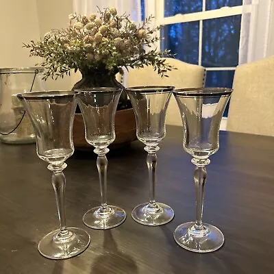 Mikasa Jamestown Clear Platinum Trim Wine Glasses(4) Blown Glass Discontinued • $45