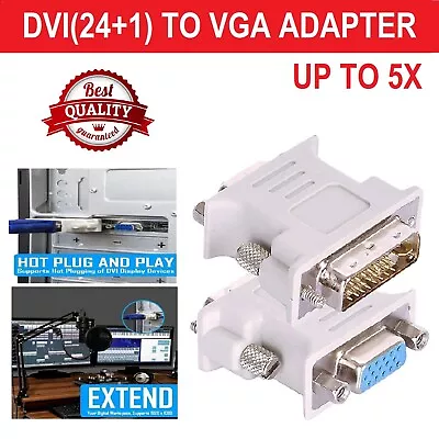 $7.99 • Buy 15 Pin VGA Female To 24+1 Pin DVI-D Male Adapter Video Converter For Laptop PC