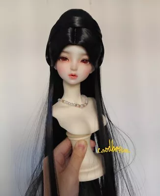 1/6 1/4 1/3 Uncle BJD Archaic Updo Long Wig Antique Doll Hair Black New Style • $34.68