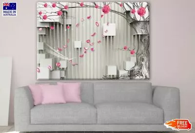 3D Pink Flower Tree Boxes Design Canvas Collection Home Decor Wall Print Art • $17.74