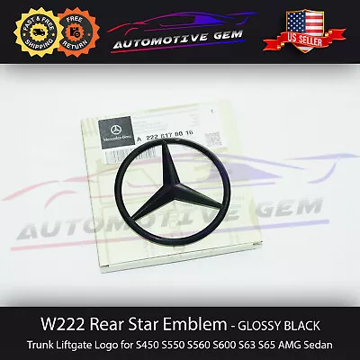 W222 SEDAN Mercedes GLOSS BLACK Star Emblem Rear Trunk Lid Logo Badge AMG S550 • $24.99