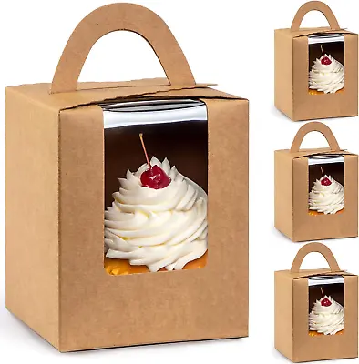 VGOODALL Kraft Cupcake Boxes50Pcs Single Cupcake Carrier With Window Insert And • $21.95