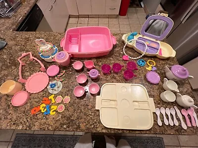 50+ Vintage Play Dishes Cooking Lot Playskool Fisher Vanity Price Various Brands • $0.99